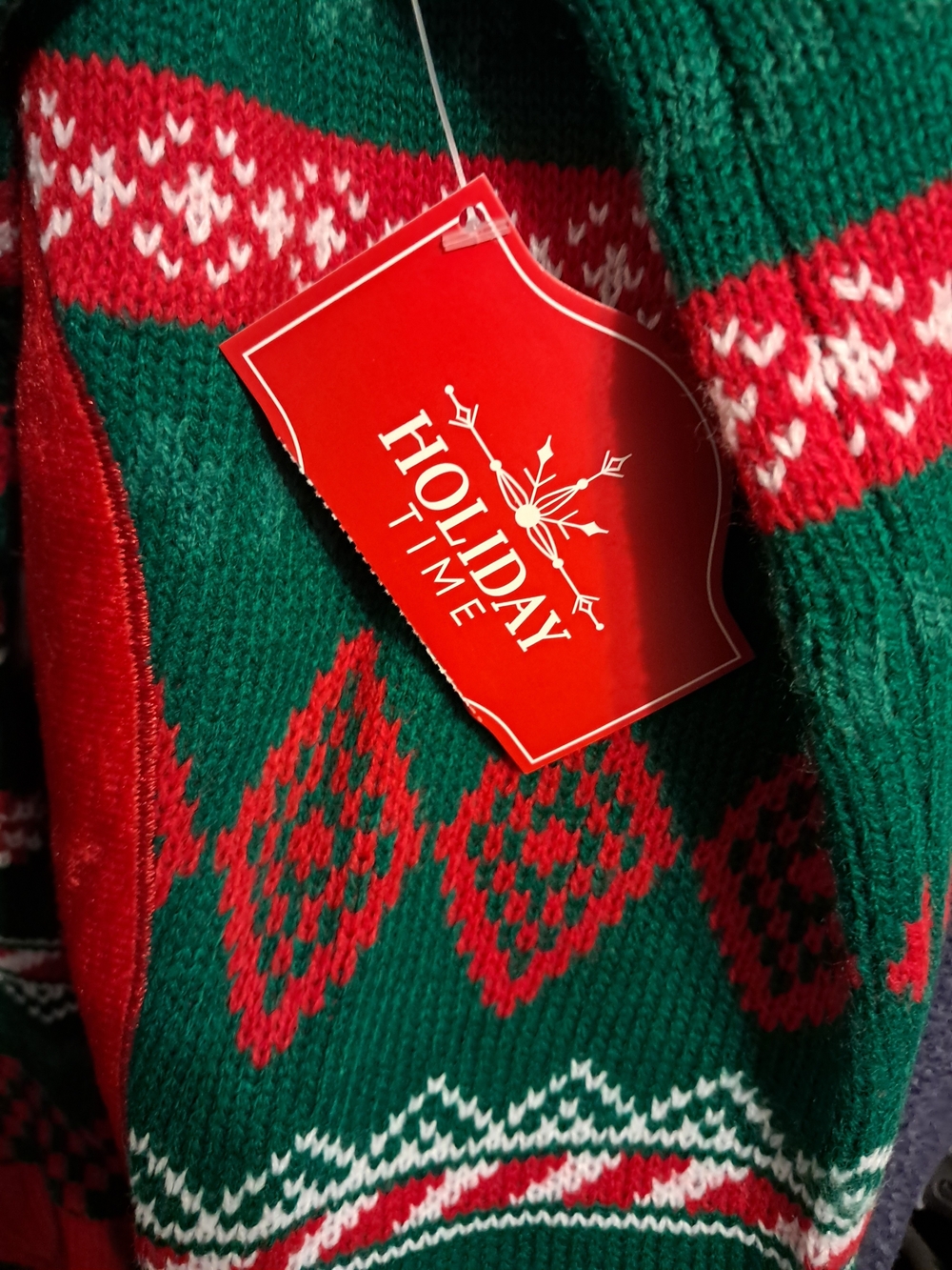 Holiday Time Green and Red Fair Isle Knit Holiday Throw